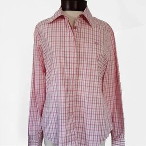 Women’s Lilly Pulitzer Pink and Orange Button Down Plaid Shirt Size 4